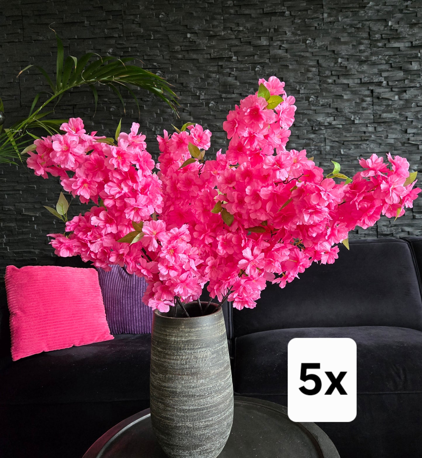 Boeket Ibiza met 5 of 10 Japanse kers kunstbloemen - hardroze