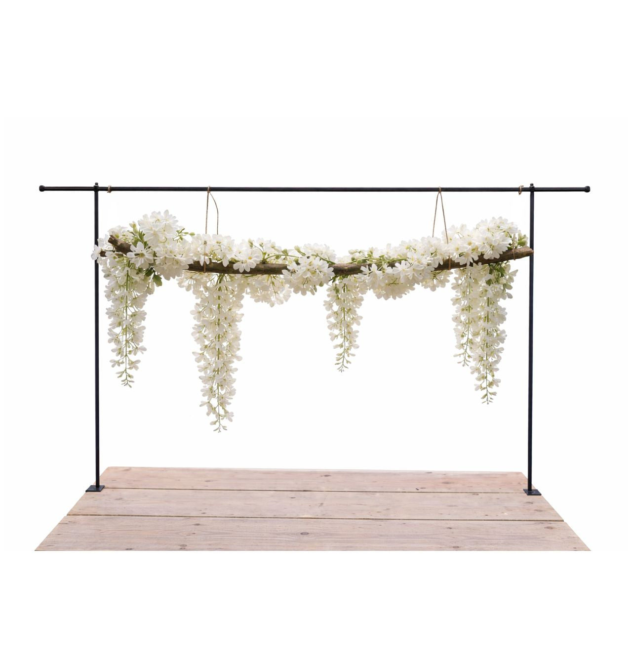 Sfeervolle Bloemendecoratie – Hangende Tak met Witte Bloemen - 170 cm