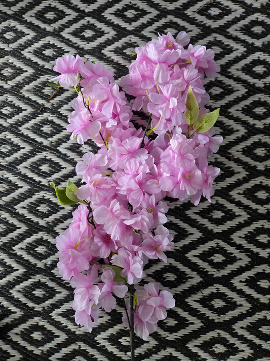 Boeket Corsica met 5 of 10 Japanse kers kunstbloemen, lila-achtig roze