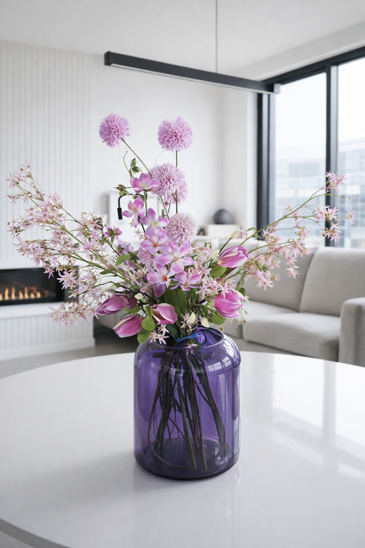 Boeket Java - zijden bloemen lila/roze