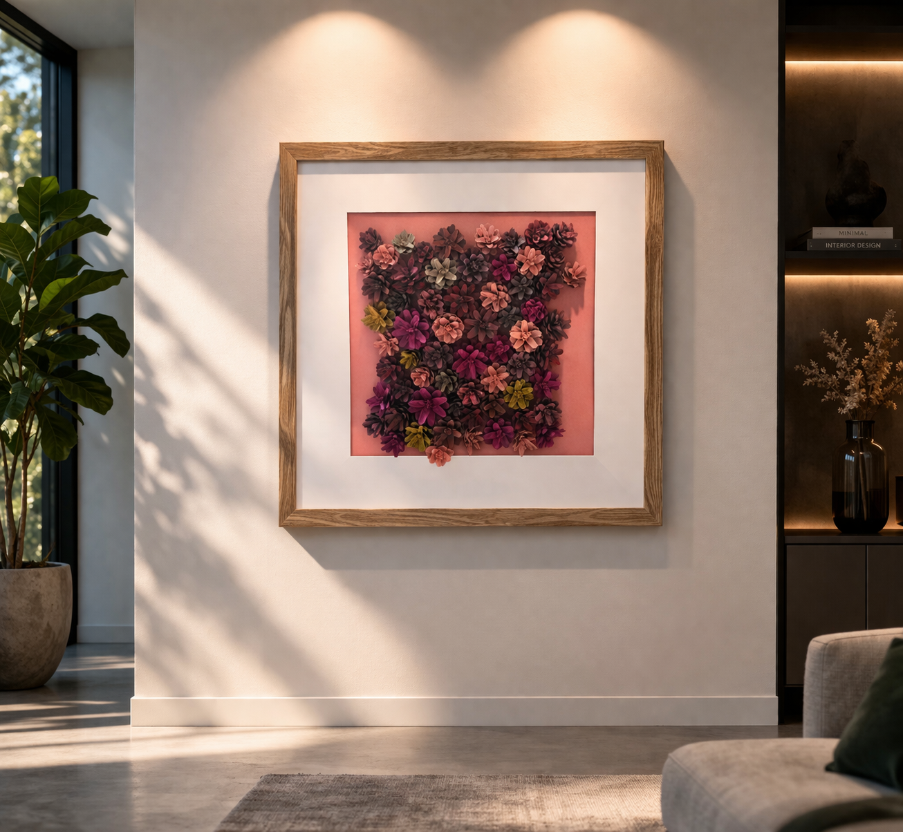 Uniek handgemaakt kunstwerk van dennenappels