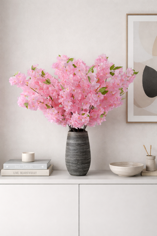 Boeket Madeira met 5 of 10 Japanse kers kunstbloemen - zacht roze