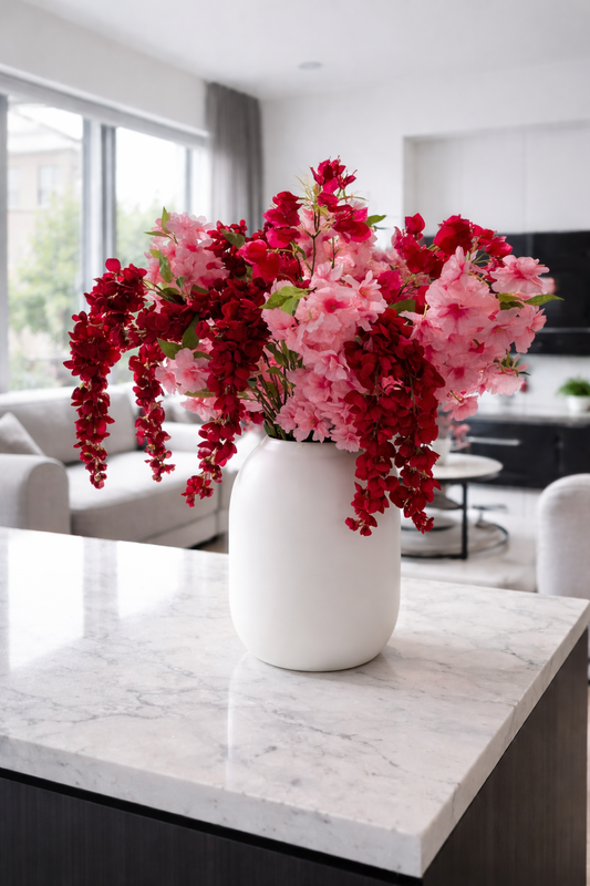 Boeket Boa Vista - roze/rood - diverse bloemen