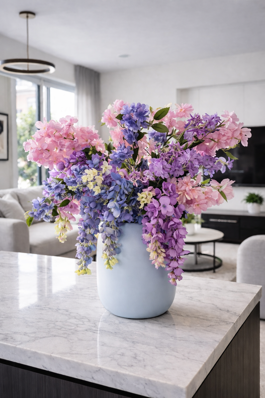 Boeket Fiji - roze/lila/paars/blauw -  diverse bloemen