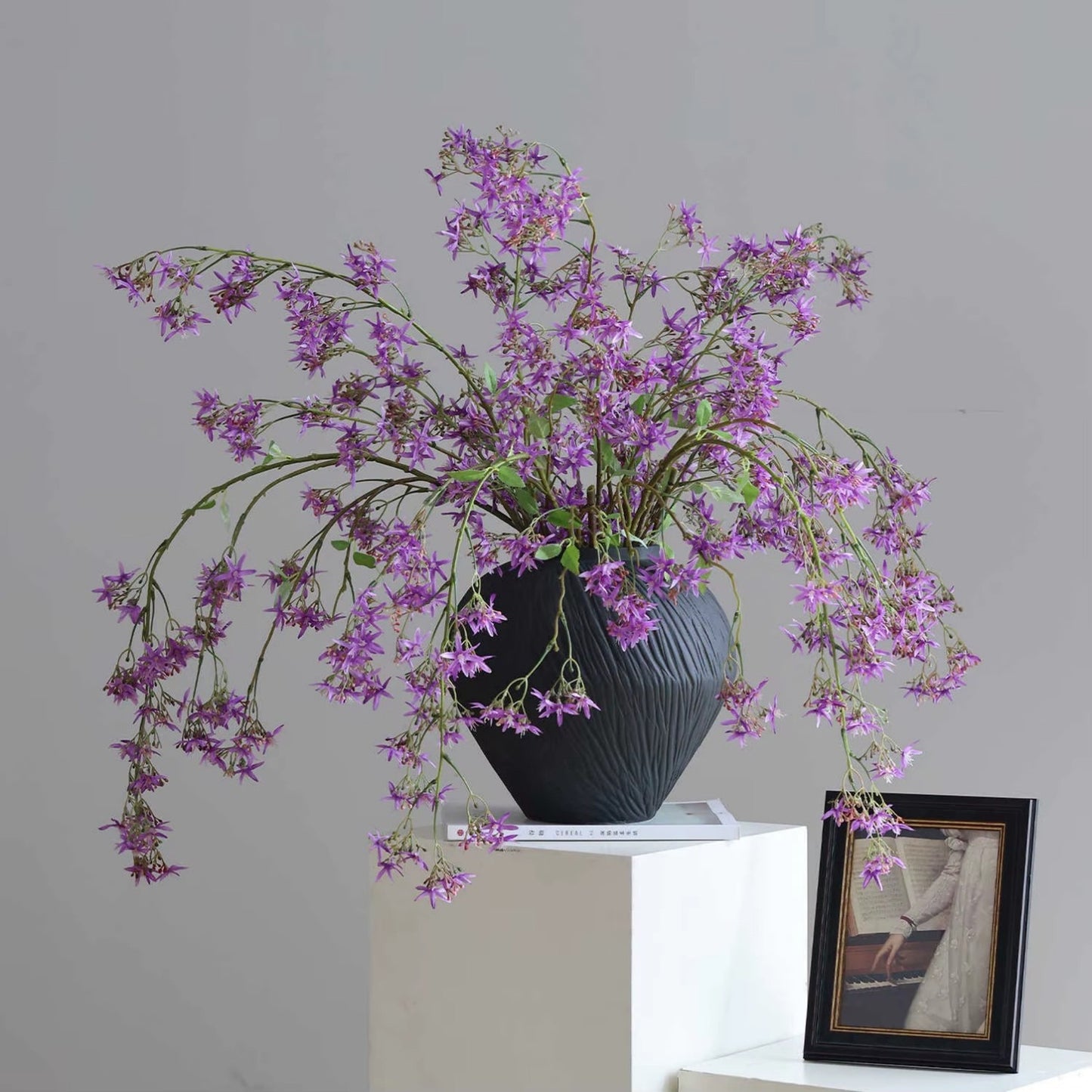 Boeket Lanzarote - donkerpaars zijden clematis bloemen