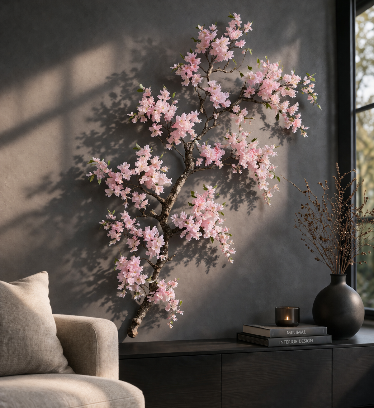 Bloemenkunst - bloesem aan de wand op maat